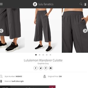 Lululemon Wanderer Culotte in graphite grey